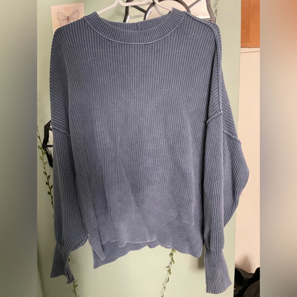 Aerie Women's Ribbed Cowl Neck Sweater - Soft Blue